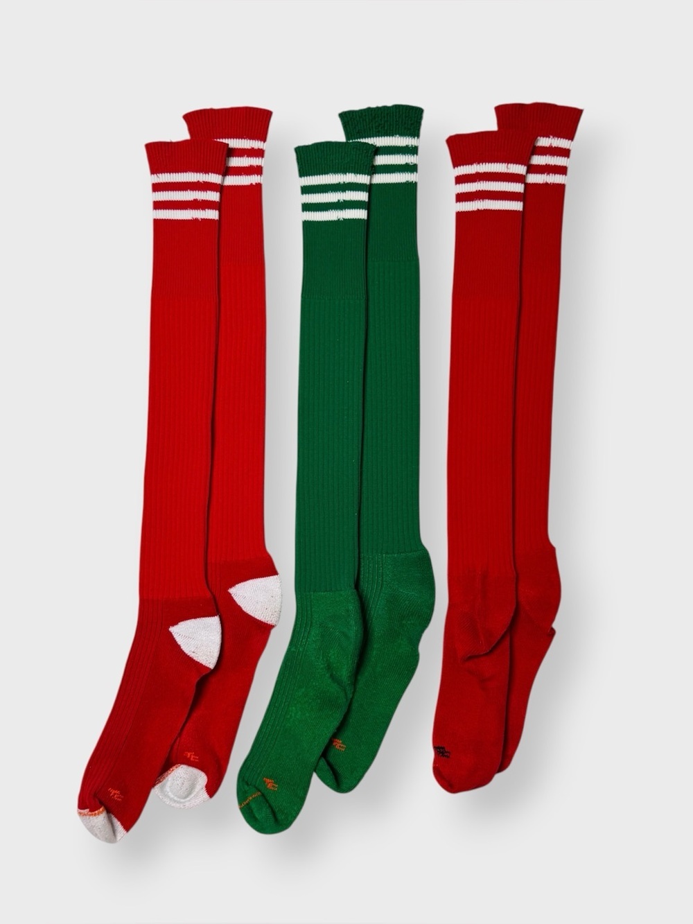 Vintage 70s 80s Twin City Soccer Socks Lot of 3, Tube Knee High 3 Stripes adidas